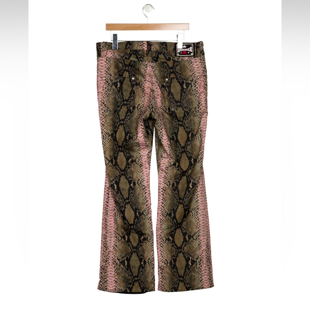 Bogner Pink & Brown Python Print Straight Leg Pan… - image 2